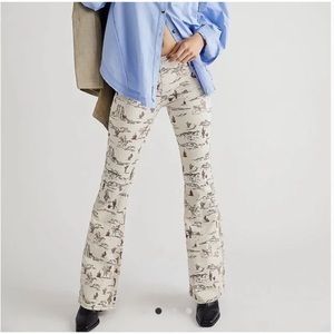 Free People Penny Pull on flare leg jean in Western print